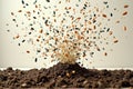 Dynamic explosion of diverse seeds over rich soil captures growth and diversity theme