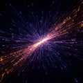 A dynamic explosion of light and color against a dark background, resembling a
