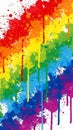 Vibrant Rainbow Paint Splatter and Drips on White Background Royalty Free Stock Photo