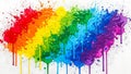 Vibrant Rainbow Paint Splatter Explosion on White Background Royalty Free Stock Photo