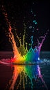 Vibrant rainbow paint splash water colors Royalty Free Stock Photo