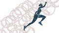 Dynamic Female Runner on Abstract Circular Path, vector design Generative AI Royalty Free Stock Photo