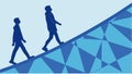 Dynamic Figures Climbing Abstract Geometric Hill, Progress and Challenge, vector design Generative AI Royalty Free Stock Photo
