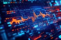 Dynamic financial data visualization with abstract glowing charts and bokeh effects representing market trends and technology Royalty Free Stock Photo