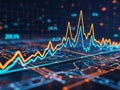 Dynamic financial data visualization with fluctuating stock market trends Royalty Free Stock Photo