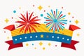 4th July banner featuring dynamic fireworks against a rich, midnight white background\' Royalty Free Stock Photo