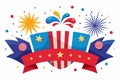 4th July banner featuring dynamic fireworks against a rich, midnight white background\' Royalty Free Stock Photo
