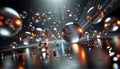 Dynamic floating glass orbs with glowing inner cores and refracted light patterns scattered over a reflective surface designed Royalty Free Stock Photo