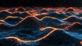 Dynamic Flow of Binary Code Glowing Ones and Zeros Form an Abstract Digital Landscape. Royalty Free Stock Photo