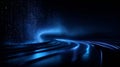 A Dynamic Flow of Light: Ethereal Waves and Glowing Particles in a Dark Digital Landscape Royalty Free Stock Photo