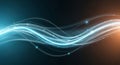 Dynamic flowing light trails with shimmering particles on a dark gradient background Royalty Free Stock Photo