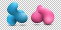 Dynamic fluid blobs, gradient blue and pink liquid spots