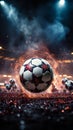 Dynamic focus, footballers powerful strike on free-kick point, soccer ball in spotlight Royalty Free Stock Photo