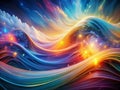 Dynamic Fractal Waves Illustrate Complex Data Flow and Seamless Connectivity in a Futuristic Digital Network Background