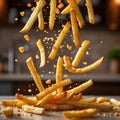 Dynamic French Fry Toss Captured with Sharp Royalty Free Stock Photo
