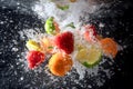 Fruit Splash and Submerged Refreshing Water Royalty Free Stock Photo