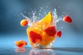 Fruit Splash and Submerged Refreshing Water Royalty Free Stock Photo