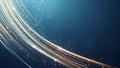 Abstract Blue Background with Glowing Light Trails and Particles Royalty Free Stock Photo
