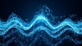 Futuristic blue digital wave pattern with exploding geometric particles Royalty Free Stock Photo
