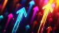 Dynamic Futuristic Arrow Chart Featuring Colorful Effects on a Digital Background.