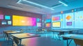 Dynamic Futuristic Classroom with Interactive Technology Royalty Free Stock Photo