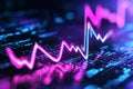 A Dynamic Futuristic Stock Market Data Visualization Vibrant neon lines illustrate dynamic stock market trends symbolizing