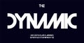 Dynamic futuristic typography font design. Sleek modern minimal letters with cutouts for tech logos, EDM posters