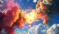 A vibrant burst of colors from a magical explosion in a game, resembling a bomb\'s boom effect Royalty Free Stock Photo