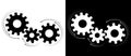 Dynamic gears with arrows. Abstract logo or icon. A black figure on a white background and an equally white figure on the black