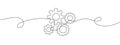 Dynamic gears one continuous editable line. Circular moving gears. Concepts of business collaboration, teamwork. Single