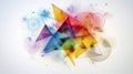 Dynamic geometric abstract design featuring interlocking triangles digital art colorful composition creative space Royalty Free Stock Photo