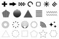 Dynamic geometric icons. Universal symbols set. Abstract elements pack. Vector illustration. EPS 10.