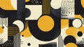 Geometric Abstract With Circles, Lines, Squares and Dots in Shades of Yellow and Black Royalty Free Stock Photo