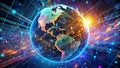 Dynamic Global Network Visualization A Futuristic Exploration of Interconnected Data Flows Across the Globe