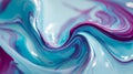 Vibrant swirling pattern of glossy turquoise and magenta liquid blending together in smooth, flowing abstract shapes with Royalty Free Stock Photo