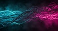 Dynamic glowing data cables cyan and magenta Royalty Free Stock Photo
