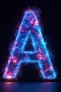 Dynamic glowing low-poly mesh of the letter A on a dark background Royalty Free Stock Photo