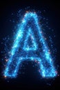 Dynamic glowing low-poly mesh of the letter A on a dark background Royalty Free Stock Photo