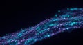 Dynamic glowing network of interconnected nodes and lines in deep space, representing data flow Royalty Free Stock Photo