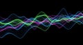 Dynamic Glowing Particle Waveform on Black Background Royalty Free Stock Photo