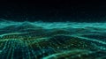 Dynamic glowing wave grid, futuristic digital network, data visualization, abstract energy flow, dark background Royalty Free Stock Photo