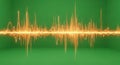 Dynamic Golden Audio Waveform on Green Background, Sound Visualization, Technology Concept Royalty Free Stock Photo