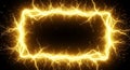 Dynamic Golden Electrical Frame with Intense Lightning and Sparks Royalty Free Stock Photo