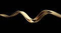 Dynamic golden ribbon wave on black background Royalty Free Stock Photo
