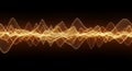 Dynamic golden sound wave visualization on black background with abstract audio frequency Royalty Free Stock Photo