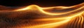 Dynamic golden wave patterns with glowing lines and dots creating a mesmerizing visual effect