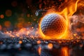 A Dynamic Golf Ball Surrounded by Flames Creates an Exciting and Engaging Motion Effect Royalty Free Stock Photo