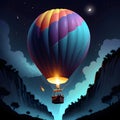 Dynamic gradient, air baloon in the hidden village Royalty Free Stock Photo