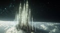 A dynamic graph ascending through space showcasing the rise of global connectivity with holographic skyscrapers emerging