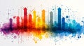 dynamic graph features overlapping arrows rainbow gradients white background symbolizing various aspects growth. design